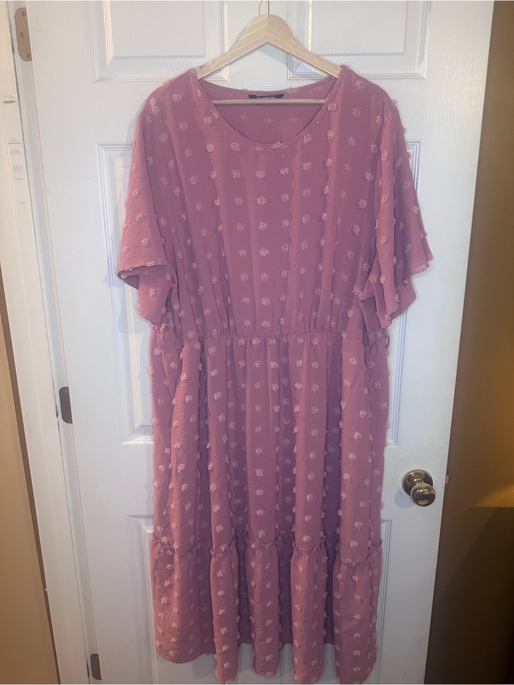 Bloomchic Pink Swiss Dot Tiered Maxi Dress Size
